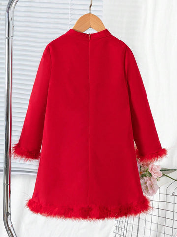 Young Girl Fashion Casual Chic Elegant Lady Red Dress