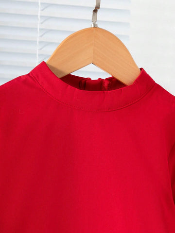 Young Girl Fashion Casual Chic Elegant Lady Red Dress