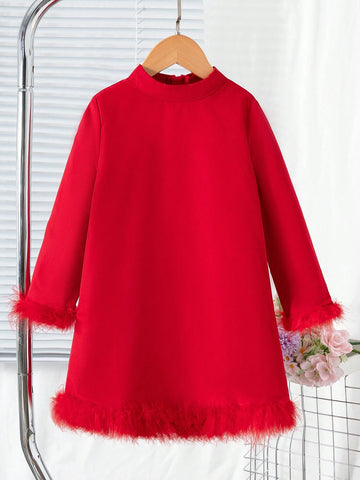Young Girl Fashion Casual Chic Elegant Lady Red Dress