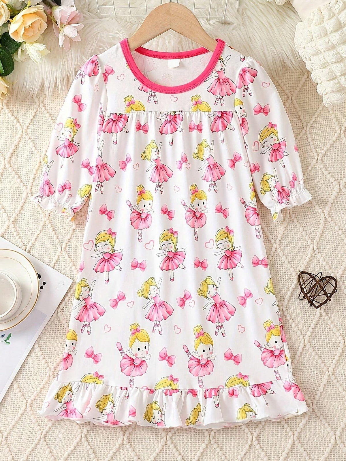 Young Girl Fashionable Ballet Princess Round Neck Loose Midi Dress