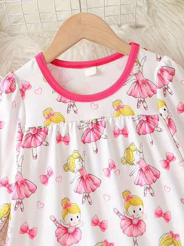 Young Girl Fashionable Ballet Princess Round Neck Loose Midi Dress