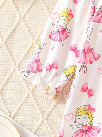 Young Girl Fashionable Ballet Princess Round Neck Loose Midi Dress