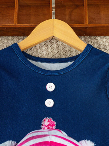 Young Girl Fashionable Casual Basic Sweet Elegant Plush Striped Scarf With Bear, Warm And Cozy; Suitable For Parties, Outings, Shopping, Vacations, And Daily Wear, Spring And Autumn; Sweet Darling Girl Long Sleeve Bodycon Dress