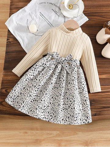 Young Girl Fashionable Casual Floral Print Dress