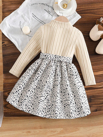 Young Girl Fashionable Casual Floral Print Dress