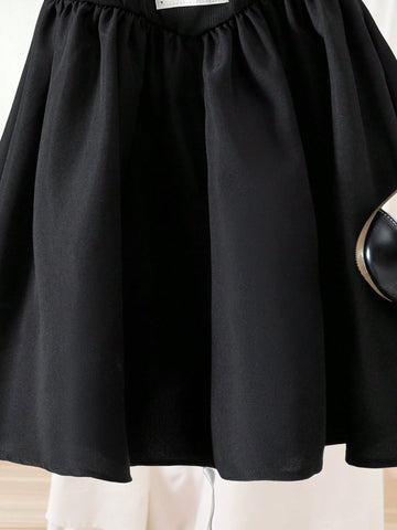 Young Girl' Fashionable Casual Sleeveless Graphic A-Line Dress