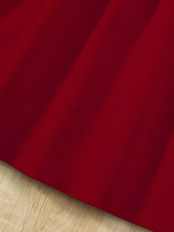 Young Girl' Fashionable Patchwork Color Block Peter Pan Collar Ruffle Trim Short Sleeve Summer Dress