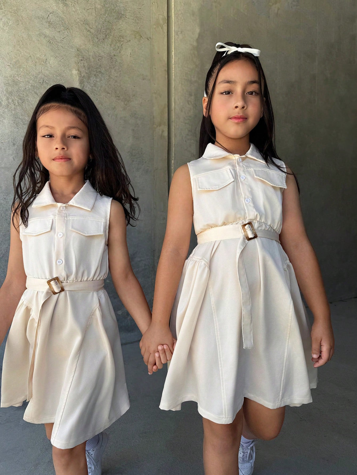 Young Girl Fashionable Sleeveless Woven Fabric Dress, Satin Jacquard Material, Elegant, Versatile