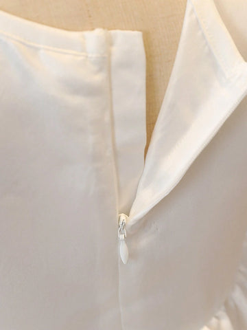 Young Girl Fashionable Solid Color Puff Sleeve Dress