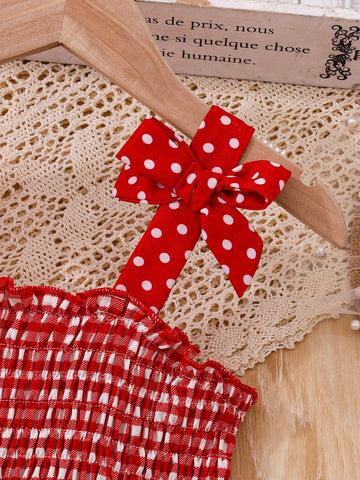 Young Girl Fashionable, Sweet Style Cute Strawberry & Patch Off Shoulder Spaghetti Strap Dress