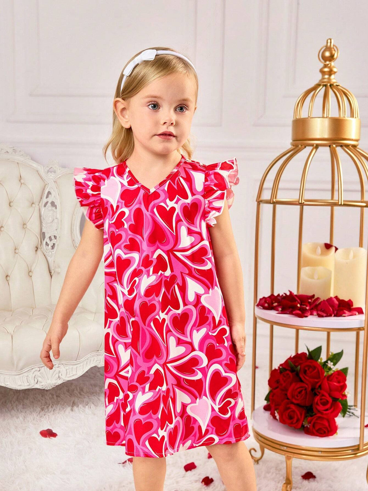 Young Girl Fashionable Sweetheart Cap Sleeve Dress
