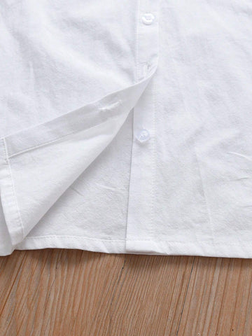 Young Girl Floral Embroidery Statement Collar Blouse