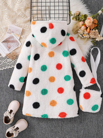 Young Girl Floral Knitted Round Neck Loose Casual Dress With Adjustable Strap Handbag