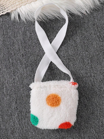 Young Girl Floral Knitted Round Neck Loose Casual Dress With Adjustable Strap Handbag