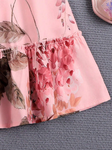 Young Girl Floral Print Halter Neck Dress