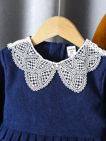 Young Girl Floral Print Long Sleeve Dress