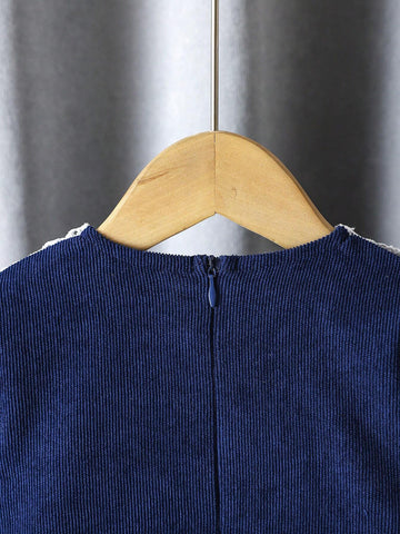 Young Girl Floral Print Long Sleeve Dress