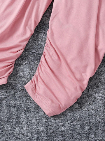 Young Girl Floral Print Short Cardigan With Lace Trim And Ribbon Tie, Matching Spiral-Pattern Jumpsuit Set, 2pcs For Spring And Summer