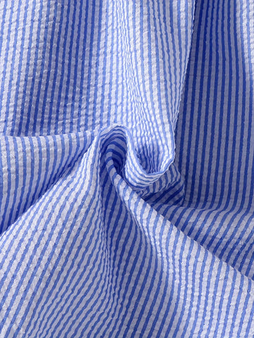 Young Girl Floral Strap Casual Loose Sleeveless A-Line Striped Sundress, Suitable For Holiday Beach, Summer