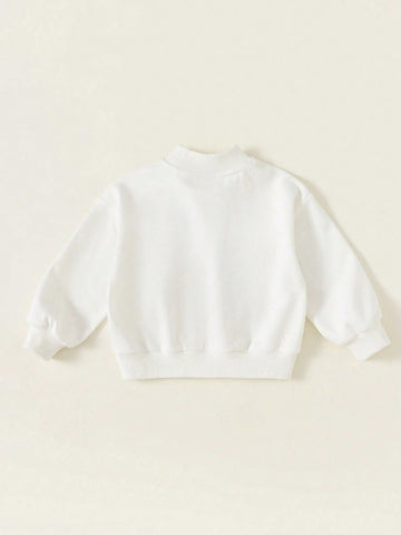 Young Girl Floral Sweatshirt, 3D Flower Decor Trendy Versatile Top