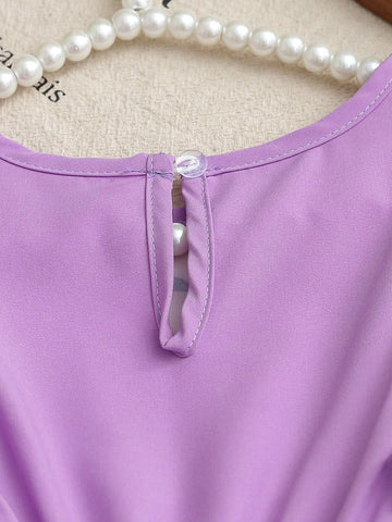 Young Girl Flower Pattern Ruffle Hem Patchwork Dress