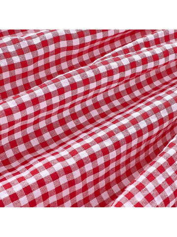 Young Girl Gingham Print Cherry Patched Shirred Bodice Cami Dress