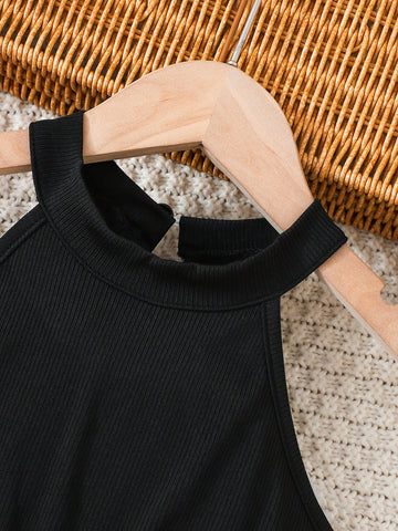 Young Girl Gradient Colorblock Pleated Hem Sleeveless Dress For Summer Dress For Young Girl Girl Elegant