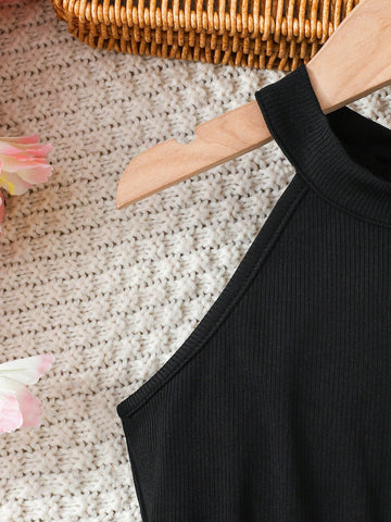 Young Girl Gradient Colorblock Pleated Hem Sleeveless Dress For Summer Dress For Young Girl Girl Elegant