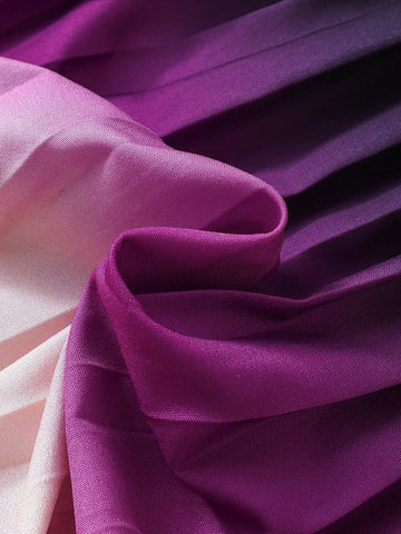 Young Girl Gradient Colorblock Pleated Hem Sleeveless Dress For Summer Dress For Young Girl Girl Elegant