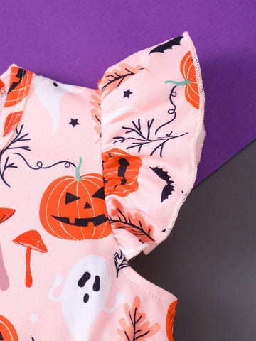 Young Girl Halloween Cap Sleeve Bowknot Mesh Cute Dress