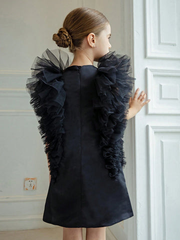 Young Girl Handmade Diamond Net Sleeveless Princess Dress, Suitable For Birthday Party, Halloween Cosplay, Formal Events, Holiday Occasion