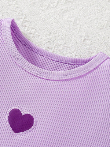 Young Girl Heart Embroidery Casual Short Sleeve Summer Dress