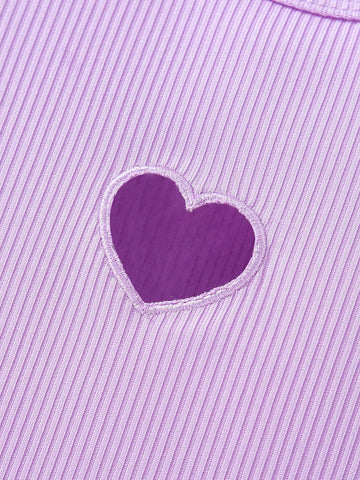 Young Girl Heart Embroidery Casual Short Sleeve Summer Dress