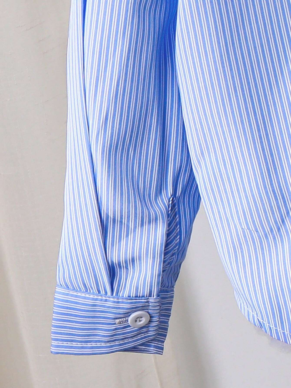 Young Girl Heart Embroidery Drop Shoulder Striped Shirt,Great For Casual & Daily Wear & School Daily In Summer & Autumn