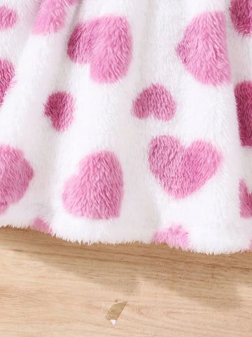 Young Girl Heart Pattern Knit Fitted Casual Hooded Dress