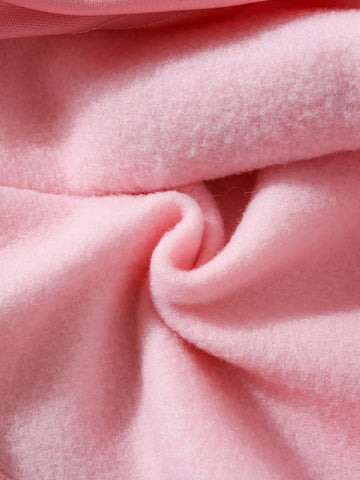 Young Girl' Heart Print Colorblock Mesh Two-In-One Sweatshirt Dress