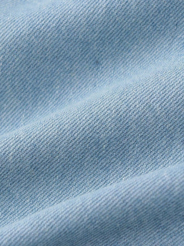 Young Girl Holiday Casual Light Blue Wash Button Front Elastic Waist Raw Hem Wide Leg Jeans