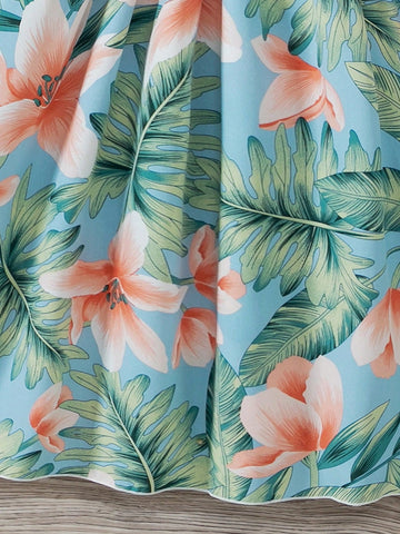 Young Girl Holiday Casual Tropical Print Contrast Lace Camisole Dress