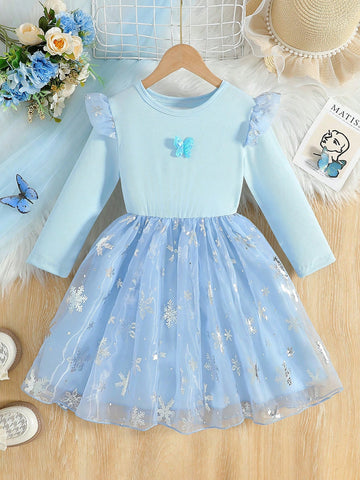 Young Girl Icy Princess Sweet Tulle Puff Skirt