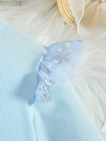 Young Girl Icy Princess Sweet Tulle Puff Skirt