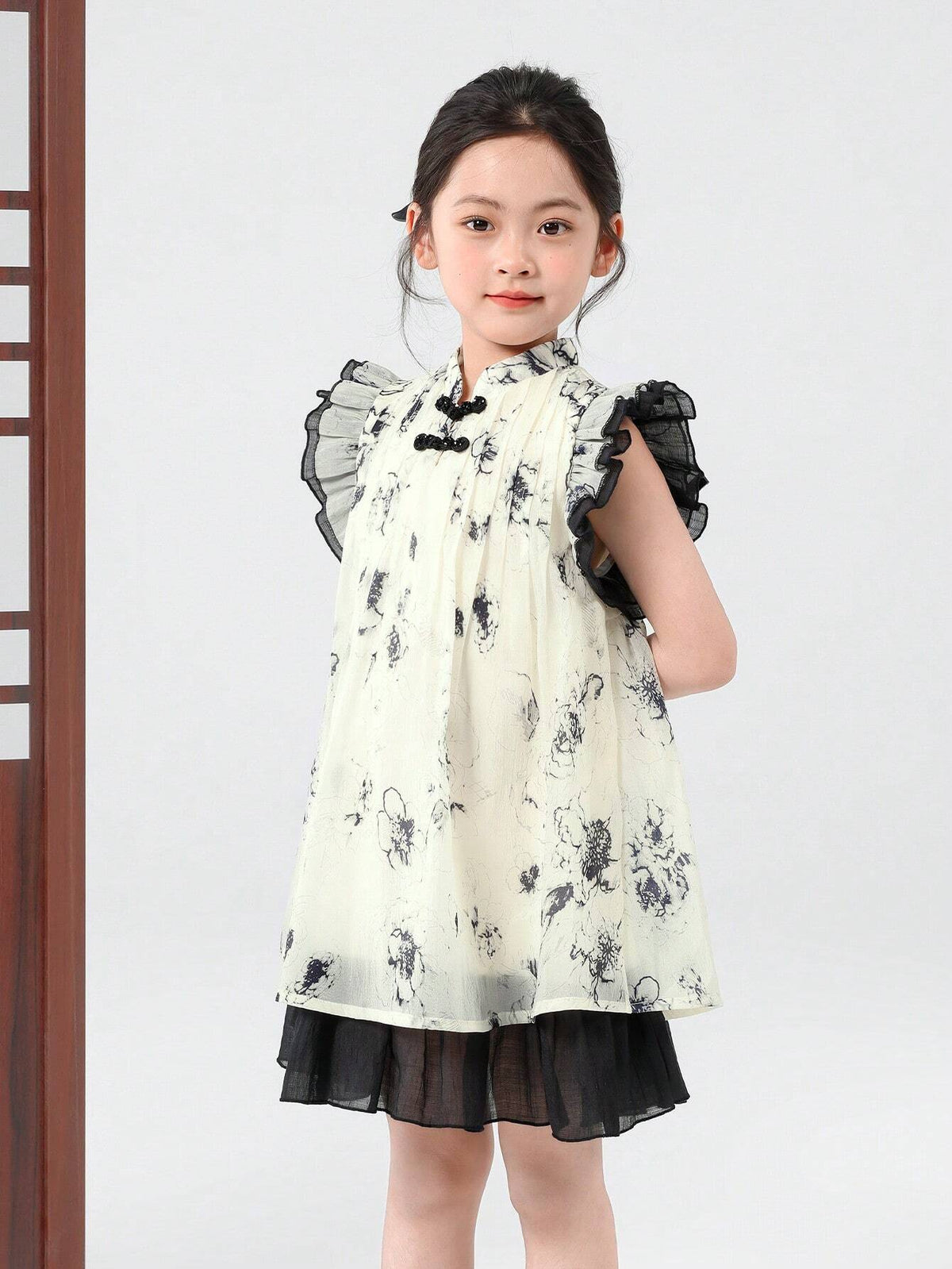 Young Girl Ink Style Dress Chinese Style Costume Children Summer Clothes 2020 New Arrival