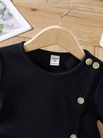 Young Girl Joint Elegant Casual Round Neck Short Sleeve Midi Dress With Split Design