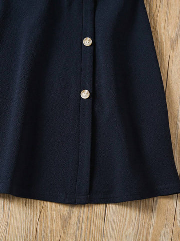 Young Girl Joint Elegant Casual Round Neck Short Sleeve Midi Dress With Split Design