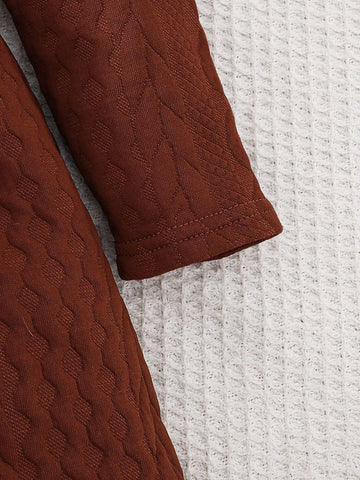 Young Girl Knit Colorblocking Leopard Print Stand Collar Loose Casual Dress