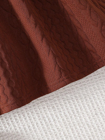 Young Girl Knit Colorblocking Leopard Print Stand Collar Loose Casual Dress