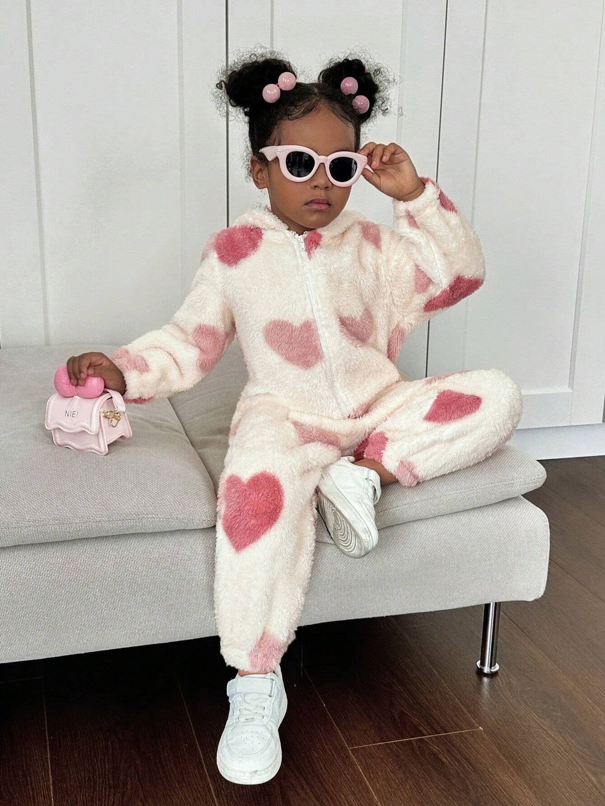 Young Girl Knit Fleece Hooded Jumpsuit