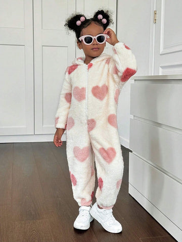 Young Girl Knit Fleece Hooded Jumpsuit