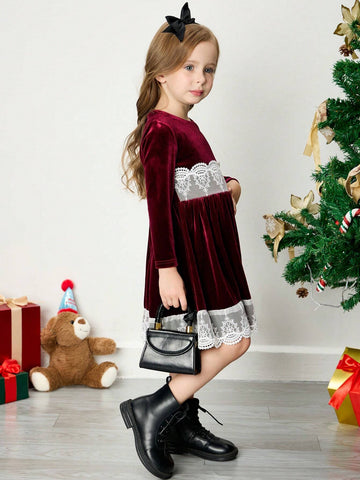 Young Girl Knit Fuzzy Fitted Elegant Dress