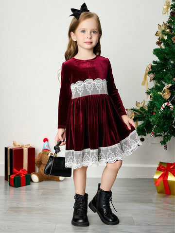 Young Girl Knit Fuzzy Fitted Elegant Dress