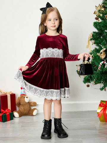 Young Girl Knit Fuzzy Fitted Elegant Dress